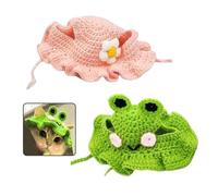 Paquete De 2 Capuchas Tejidas para Mascotas, Sombreros para Mascotas con Forma De Rana, Lindas Capuchas para Mascotas, Accesorios De Vestir para Mascotas