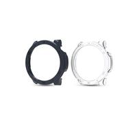 Paquete de 2 carcasas para Amazfit Balance 2, daunke Ultra Slim Half Cover Hard PC Protective Cover, a prueba de golpes, resistente a los arañazos, resistente y duradero, azul + transparente