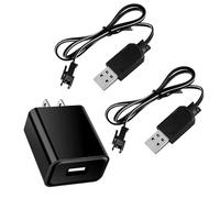 [Paquete de 2] Cargador de juguetes con control remoto de 3.7 V, cargador | Baterías de iones de litio de 3,7 V 0,5 A, cargador USB, lanzadores de cohetes recargables, sopladores de cohetes y pistolas
