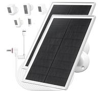 Paquete de 2 cargadores de panel solar de 10 W/5 V con dos conectores CC 3.5 x 1.35 y USB-C, cable de carga de 9.8 pies, IP65, compatible con Ring Spotlight Cam Plus/Pro, batería Stick Up Cam de 2ª/3ª