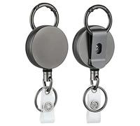 Paquete de 2 carretes retráctiles resistentes para insignias, soporte de identificación de metal con de cinturón para de tarjeta de identificación