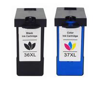 Paquete de 2 cartuchos de tinta de repuesto para Lexmark 36XL y 37XL, en negro y color, compatibles con X3650, X4650 y X5650.