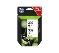 Paquete de 2 cartuchos de tinta originales HP 302 negros y tricolores (X4D37AE) para HP DeskJet 2130/3630 y HP OfficeJet 3830
