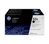 Paquete de 2 cartuchos de tóner originales HP LaserJet 53X de alto rendimiento negro (Q7553XD) para HP LaserJet M2727/P2014/P2015