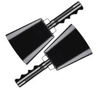 Paquete de 2 cencerros de acero de 10 pulgadas con asas. Campana de animación deportiva, juegos de fútbol, eventos. Campanas escolares grandes y sólidas. Cencerros. Instrumento musical de percusión.