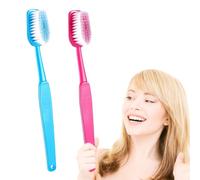 Paquete de 2 cepillos de dientes gigantes de 15.75 x 1.57 pulgadas, cepillos de baño de gran tamaño, color rojo y azul para accesorios de disfraces, sesiones de fotos, recuerdos de fiesta, aseo de