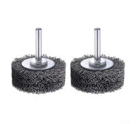 Paquete de 2 cepillos de rueda de alambre de acero inoxidable de 2 pulgadas con vástago de 6 mm para amoladora, herramienta giratoria, eliminación de óxido, desbarbado en metal y madera