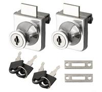 Paquete de 2 cerraduras de cristal para vitrina, cerradura de puerta individual de repuesto con 2 llaves cada una, cerradura de seguridad antioxidante de aleación de zinc para puertas de vidrio de 5 a