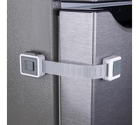 Paquete de 2 cerraduras para nevera a prueba de niños con adhesivo, correas ajustables a prueba de bebés, cerradura de refrigerador para niños, pestillo de congelador para mantener la puerta cerrada,