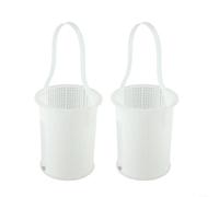 Paquete de 2 cestas de repuesto para skimmer de piscina Pentair 36343 R38024 355318 V36-192, trampa de desechos ABS con asa, blanco y azul, 6-7/8 pulgadas (blanco)