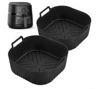 Paquete de 2 cestas de silicona, sin fondos elevados para mejorar la circulación del aire, compatible con NA229 220 6QT 4.2L - Bla (negro)