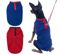 Paquete de 2 chalecos de forro polar para perro, chaqueta cálida de forro polar para cachorros, ropa de otoño e invierno, ropa de forro polar elástica para mascotas con botones para perros pequeños y medianos (rojo + azul, XL)