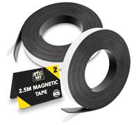 Paquete de 2 cintas magnéticas autoadhesivas de 2,5 m | Tiras magnéticas de 12 mm autoadhesivas | Tiras magnéticas para pizarras blancas | Tira magnética autoadhesiva, imanes autoadhesivos