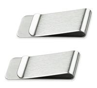 Paquete de 2 clips de dinero de acero inoxidable para dinero en efectivo de plata delgado titular de la tarjeta de crédito para hombres y mujeres, Silver