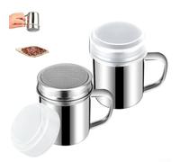 Paquete de 2 cocteleras de acero inoxidable con malla fina para especias de azúcar en polvo y decoración artística de café