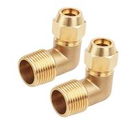 Paquete de 2 codos abocardados 90° en latón, accesorio ángulo recto con rosca externa cobre para AC refrigeración 1/8" o 1/4" x 6-12mm(1/4'' - φ12mm)