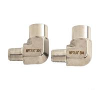 Paquete de 2 codos de acero inoxidable 304 de 90 grados de 1/8 pulgadas Npt macho a 1/8 pulgadas Npt hembra forjado adaptador de tubo de alta presión para tuberías industriales de gas, líneas de agua