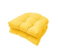 Paquete de 2 cojines de asiento de algodón suave de 48 x 48 cm, para interiores y exteriores, para sillas de jardín, patio, muebles de mimbre para el hogar (amarillo)