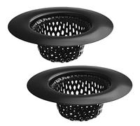 Paquete de 2 coladores para fregadero de 2.25 pulgadas / cesta de 1 pulgada, color negro, para baño, utilidad, pendiente, lavandería, caravana y lavabo, colador de drenaje para fregadero, recogedor de