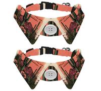 Paquete de 2 collares ajustables con pajarita para perro, diseño de cactus de atardecer de verano, arte del desierto, collar desmontable para cachorros, gatos, mascotas pequeñas