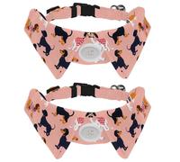 Paquete de 2 collares ajustables con pajarita para perro, lindos dibujos animados parisinos perros salchicha, collar desmontable para cachorros, para gatos y mascotas pequeñas