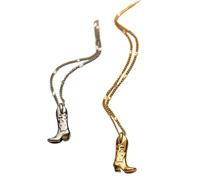 Paquete de 2 collares con colgante de bota de vaquero, joyería de vaquera occidental dorada y plateada para mujer