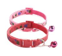 Paquete de 2 collares de campana XXS para perro, collar de cachorro con campanas para XXS XS, pequeñas, hembras, mascotas, gatos, gatitos, animales, rosa y rojo