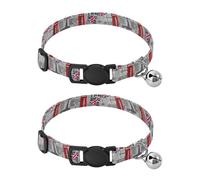 Paquete de 2 collares de gatito con bandera de Londres rojo británico con campana, longitud ajustable de 10.6 a 17.1 pulgadas