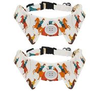 Paquete de 2 collares de gato Wild West Cowboys con patrón de caballos, corbatín estilo camisa, collar ajustable para perro con pajarita para perros pequeños, cachorros, gatos, conejos