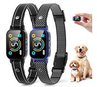 Paquete de 2 collares de ladridos, collar inteligente para perros grandes, medianos y pequeños, collar de entrenamiento ultraligero recargable con vibración de pitido, dispositivo antiladridos con
