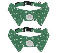 Paquete de 2 collares de perro con diseño de pata de gato con fondo verde con pajarita, diseño de solapa ajustable, collar para mascotas para perros pequeños, cachorros y gatos