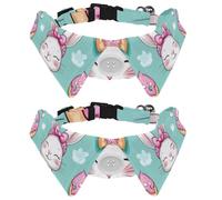 Paquete de 2 collares de perro con pajarita, bonito patrón de dona de conejo, collar ajustable para gatos pequeños, cachorros, gatos, conejos, cuello de 11.2 a 12.2 pulgadas