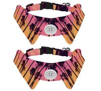 Paquete de 2 collares de perro con pajarita, siluetas de palmas al atardecer, corbata suave para perros pequeños, disfraces de boda y cumpleaños