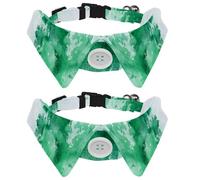 Paquete de 2 collares de perro con pajarita, texturas de acuarela de tinta verde sobre fondo blanco, corbata suave para perros pequeños, disfraces de boda y cumpleaños