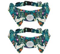 Paquete de 2 collares de perro con pajarita y campana, bonitos conejos, flores, fly-agaric, vegetales, diseño de solapa ajustable, collar de corbata de gato para mascotas pequeñas