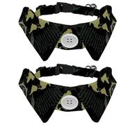 Paquete de 2 collares de perro con pajarita y campana, brújula de globo de mapa del mundo, diseño de solapa ajustable, collar de pajarita para gatos pequeños