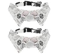 Paquete de 2 collares de perro con pajarita y campana, calavera de peligro, murciélago, pájaro, rosa, póquer, diseño de solapa, collar ajustable para gatos y mascotas pequeñas