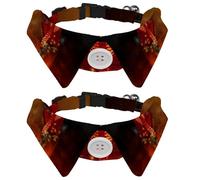 Paquete de 2 collares de perro con pajarita y campana, diseño de ave fénix llameante, diseño de solapa ajustable, collar de pajarita para mascotas pequeñas