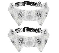 Paquete de 2 collares de perro con pajarita y campana, diseño de ojo oculto de alquimia mística, diseño de solapa ajustable, collar de corbata de gato para mascotas pequeñas