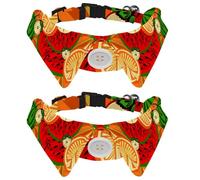 Paquete de 2 collares de perro con pajarita y campana, diseño de solapa ajustable de sandías y frutas para mascotas pequeñas