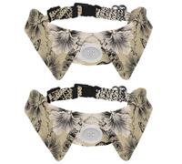 Paquete de 2 collares de perro con pajarita y campana, flores florales pensamientos y mariposas, diseño de solapa ajustable, collar de pajarita para gatos pequeños