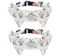 Paquete de 2 collares de perro con pajarita y campana, gato, sirena, unicornio, pez, estrella, diseño de solapa, ajustable, collar de pajarita para mascotas pequeñas