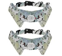 Paquete de 2 collares de perro con pajarita y campana, grúas, pájaros, diseño de solapa ajustable, collar de pajarita para mascotas pequeñas