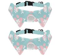 Paquete de 2 collares de perro con pajarita y campana, huesos de pescado y pata de gato, patrón de solapa ajustable, diseño de solapa ajustable, collar de pajarita para mascotas pequeñas