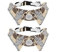 Paquete de 2 collares de perro con pajarita y campana, lindo perro Pugs diseño de solapa ajustable collar de pajarita para mascotas pequeñas
