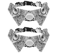 Paquete de 2 collares de perro con pajarita y campana, ojo que todo lo ve en patrón de mandala redondo adornado, diseño de solapa ajustable, collar de pajarita para gatos pequeños