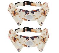 Paquete de 2 collares de perro vintage West Wild Cowboys con patrón de rodeo, collar de gato ajustable con pajarita para perros pequeños, cachorros, gatos, conejos, cuello de 11.2 a 12.2 pulgadas