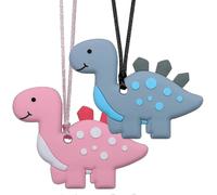 Paquete de 2 collares masticables de dinosaurio para niños y adultos: juguetes sensoriales para autismo, TDAH y trastorno de ansiedad social (TPS).