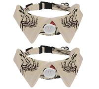 Paquete de 2 collares para perro, calavera con mano sosteniendo una rosa roja, collar ajustable para gato con pajarita, collares para mascotas pequeñas