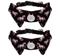 Paquete de 2 collares para perro con pajarita y campana, bonito patrón de unicornio, diseño de solapa ajustable, collar de pajarita para mascotas pequeñas